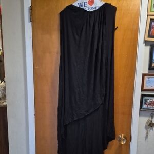 Black High-Low Draped Maxi Skirt